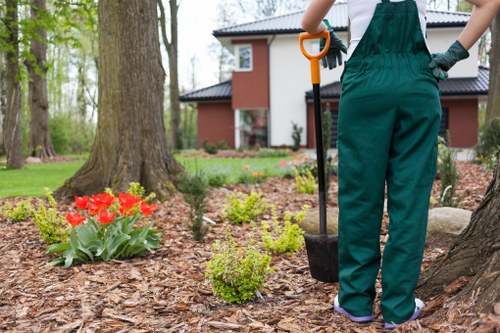 Fleet of low-emission vans lined up at a micro-depot for garden waste collections